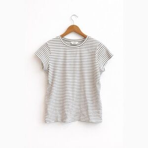 Club Monaco Black and White ribbed Striped Tee